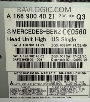 Mercedes-Benz 5s1 Bavlogic Part No A1669004021